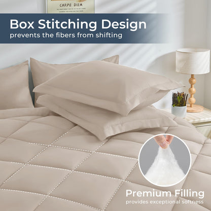 HEVUMYI 7 Pieces Queen Comforter Set, All Season Reversible Bed in a Bag Queen, Ultra Soft Queen Bedding Set