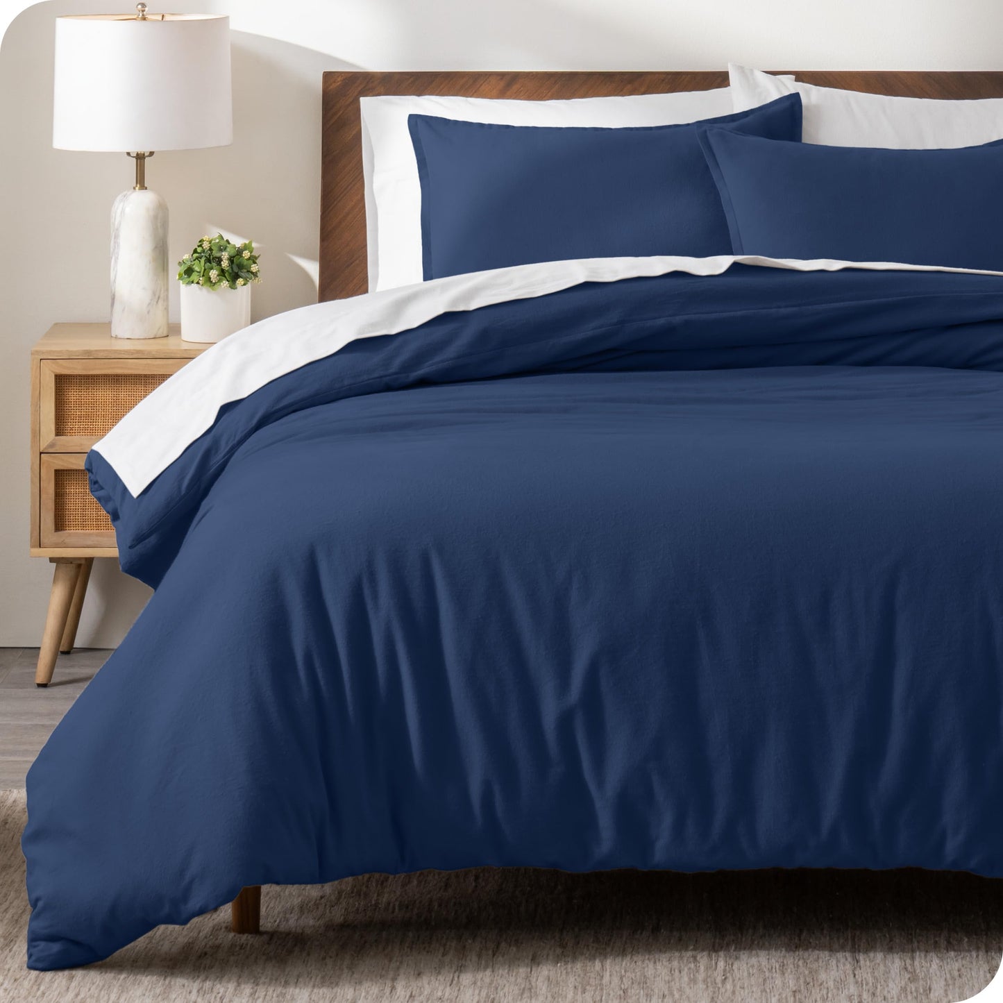 Bare Home Flannel Duvet Cover Set - Full/Queen - 100% Cotton, Velvety Soft Heavyweight Premium Flannel, Double Brushed