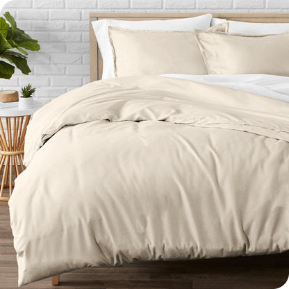 Bare Home Flannel Duvet Cover Set - Full/Queen - 100% Cotton, Velvety Soft Heavyweight Premium Flannel, Double Brushed