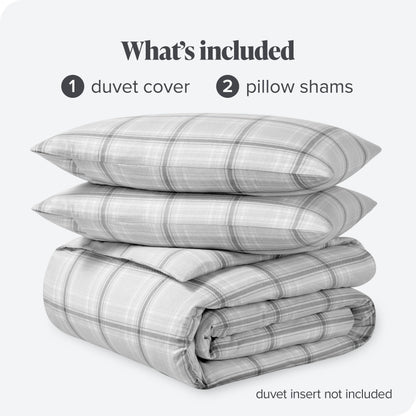 Bare Home Flannel Duvet Cover Set - Full/Queen - 100% Cotton, Velvety Soft Heavyweight Premium Flannel, Double Brushed