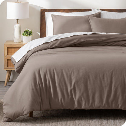 Bare Home Flannel Duvet Cover Set - Full/Queen - 100% Cotton, Velvety Soft Heavyweight Premium Flannel, Double Brushed