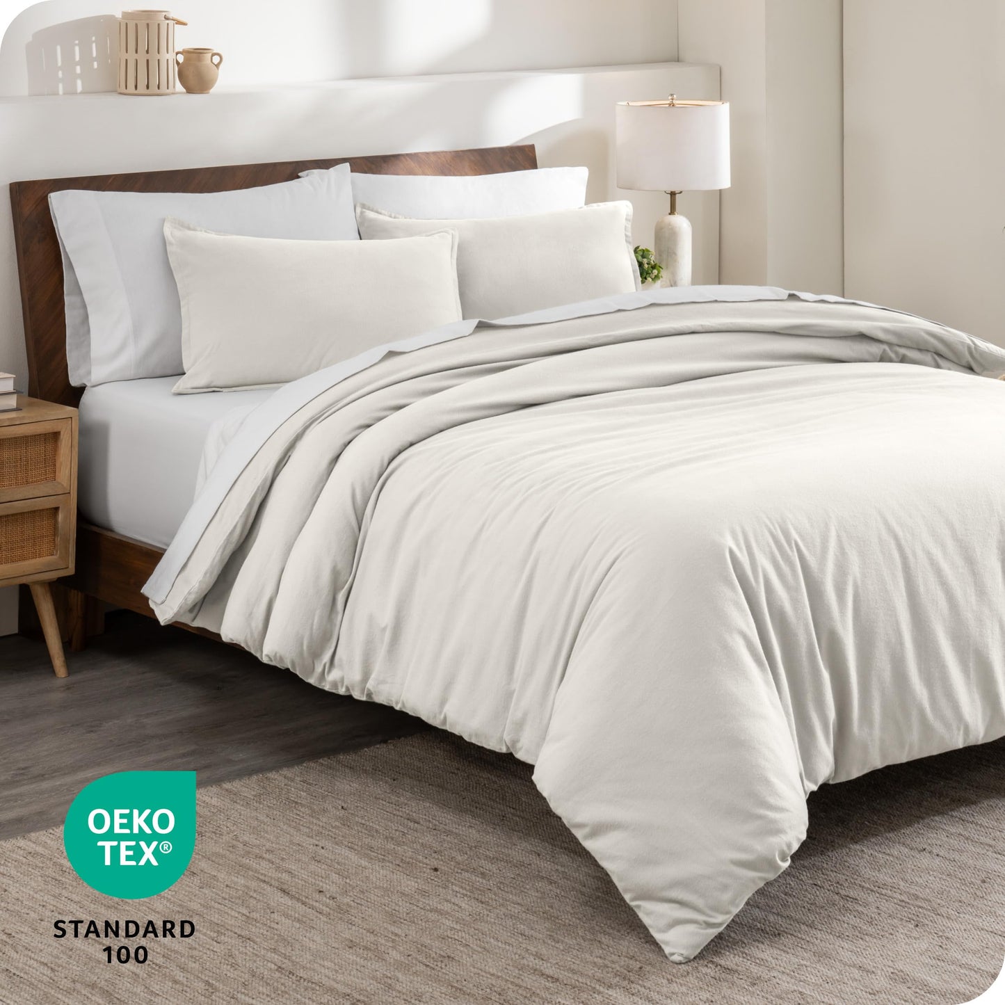 Bare Home Flannel Duvet Cover Set - Full/Queen - 100% Cotton, Velvety Soft Heavyweight Premium Flannel, Double Brushed