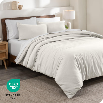 Bare Home Flannel Duvet Cover Set - Full/Queen - 100% Cotton, Velvety Soft Heavyweight Premium Flannel, Double Brushed