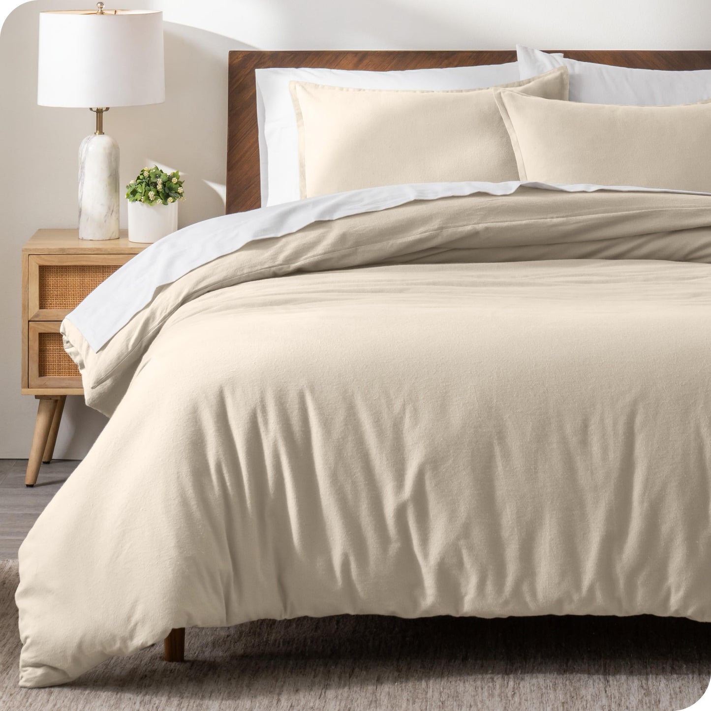 Bare Home Flannel Duvet Cover Set - Full/Queen - 100% Cotton, Velvety Soft Heavyweight Premium Flannel, Double Brushed