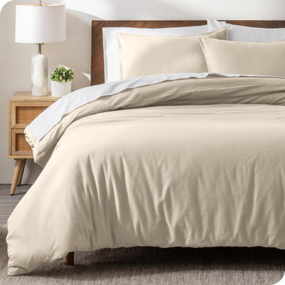 Bare Home Flannel Duvet Cover Set - Full/Queen - 100% Cotton, Velvety Soft Heavyweight Premium Flannel, Double Brushed