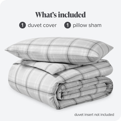Bare Home Flannel Duvet Cover Set - Full/Queen - 100% Cotton, Velvety Soft Heavyweight Premium Flannel, Double Brushed