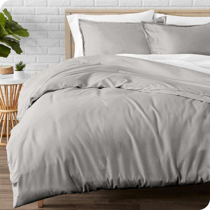 Bare Home Flannel Duvet Cover Set - Full/Queen - 100% Cotton, Velvety Soft Heavyweight Premium Flannel, Double Brushed
