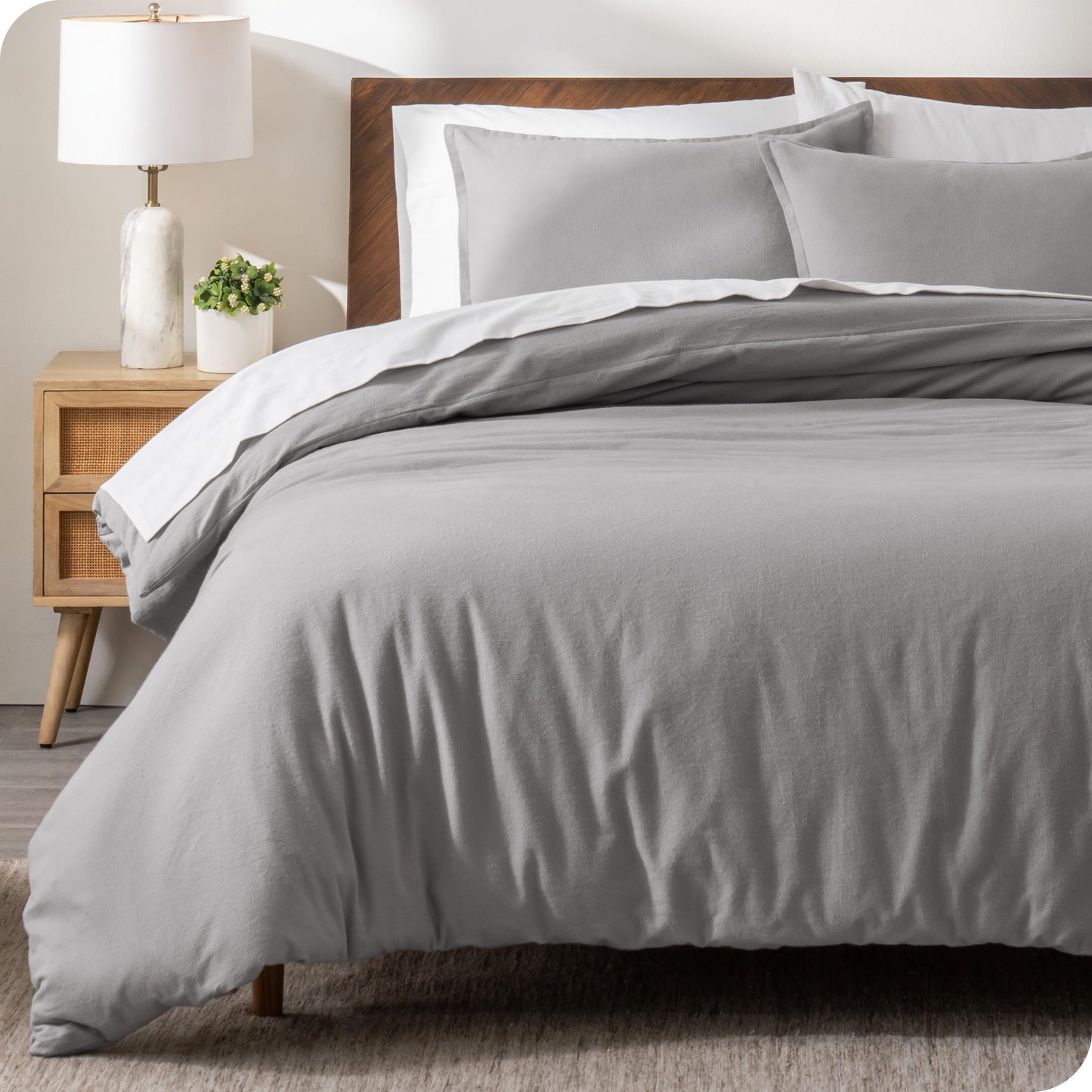 Bare Home Flannel Duvet Cover Set - Full/Queen - 100% Cotton, Velvety Soft Heavyweight Premium Flannel, Double Brushed