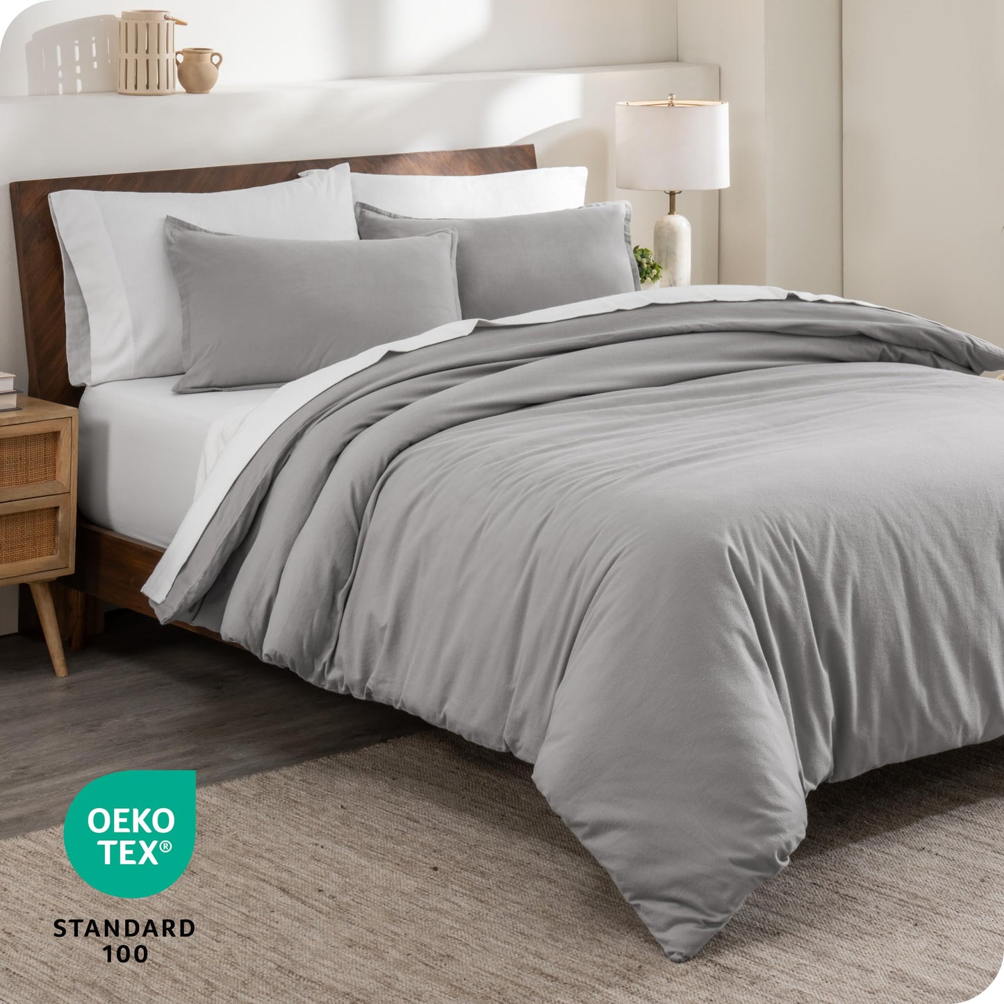 Bare Home Flannel Duvet Cover Set - Full/Queen - 100% Cotton, Velvety Soft Heavyweight Premium Flannel, Double Brushed