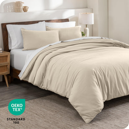 Bare Home Flannel Duvet Cover Set - Full/Queen - 100% Cotton, Velvety Soft Heavyweight Premium Flannel, Double Brushed