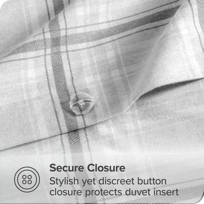 Bare Home Flannel Duvet Cover Set - Full/Queen - 100% Cotton, Velvety Soft Heavyweight Premium Flannel, Double Brushed