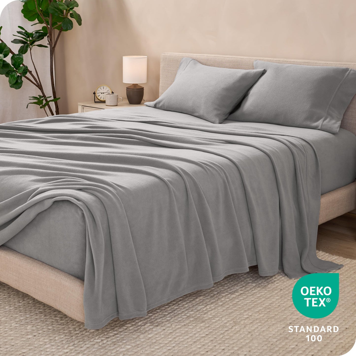 Bare Home Super Soft Fleece Sheet Set - Split Head Flex King Size - Extra Plush Polar Fleece, No-Pilling Bed Sheets - All Season Cozy Warmth