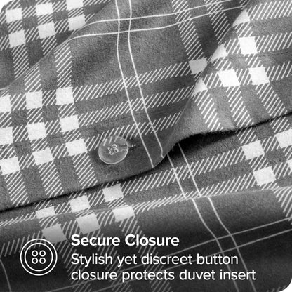 Bare Home Flannel Duvet Cover Set - Full/Queen - 100% Cotton, Velvety Soft Heavyweight Premium Flannel, Double Brushed