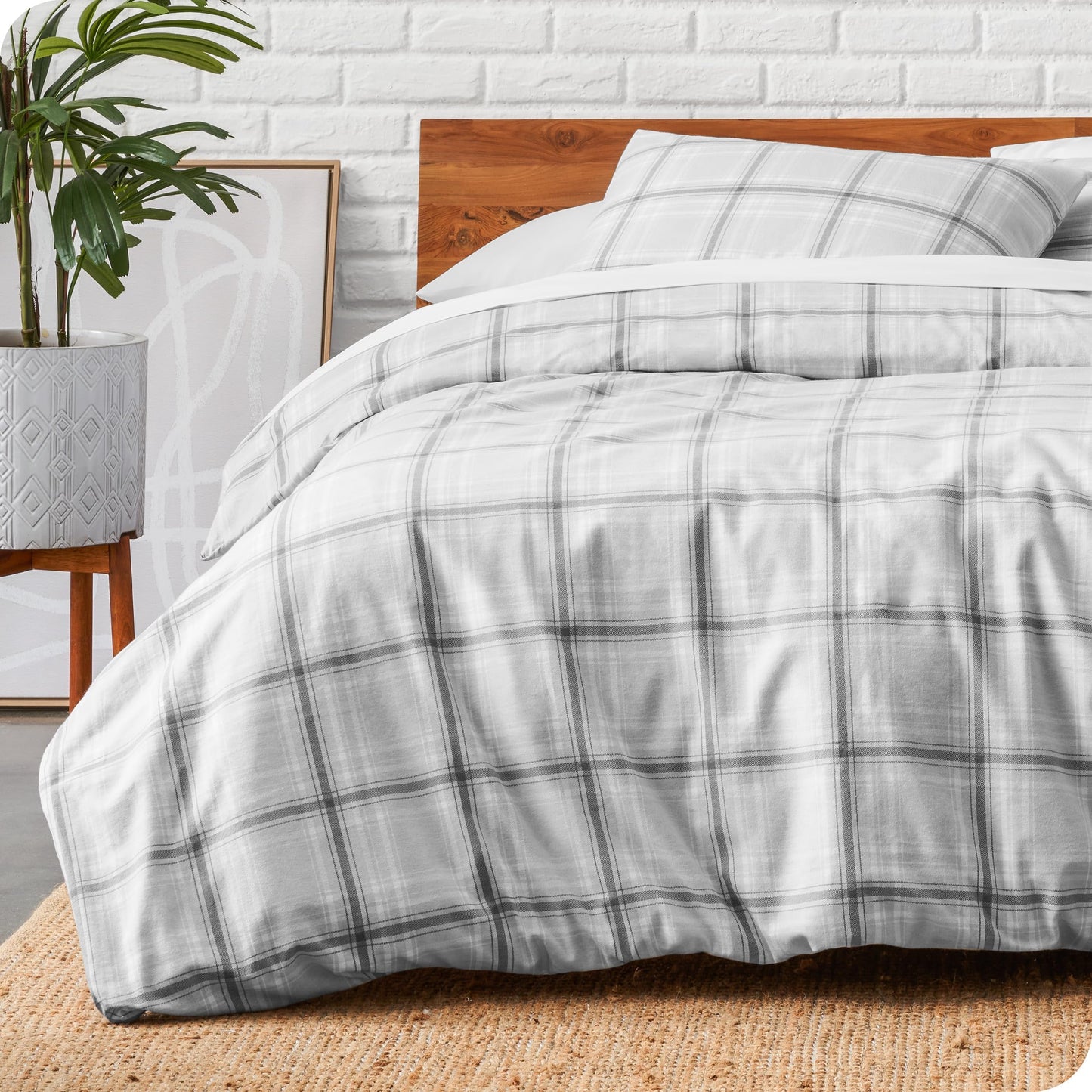Bare Home Flannel Duvet Cover Set - Full/Queen - 100% Cotton, Velvety Soft Heavyweight Premium Flannel, Double Brushed