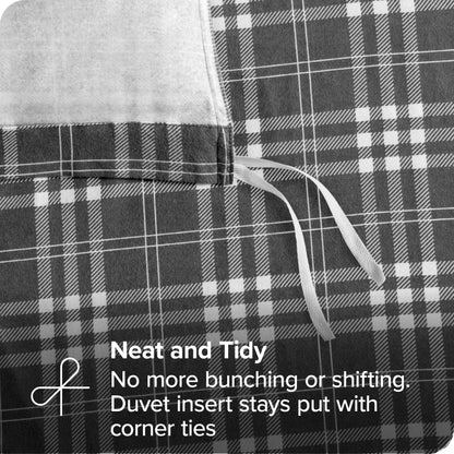 Bare Home Flannel Duvet Cover Set - Full/Queen - 100% Cotton, Velvety Soft Heavyweight Premium Flannel, Double Brushed