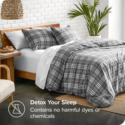 Bare Home Flannel Duvet Cover Set - Full/Queen - 100% Cotton, Velvety Soft Heavyweight Premium Flannel, Double Brushed