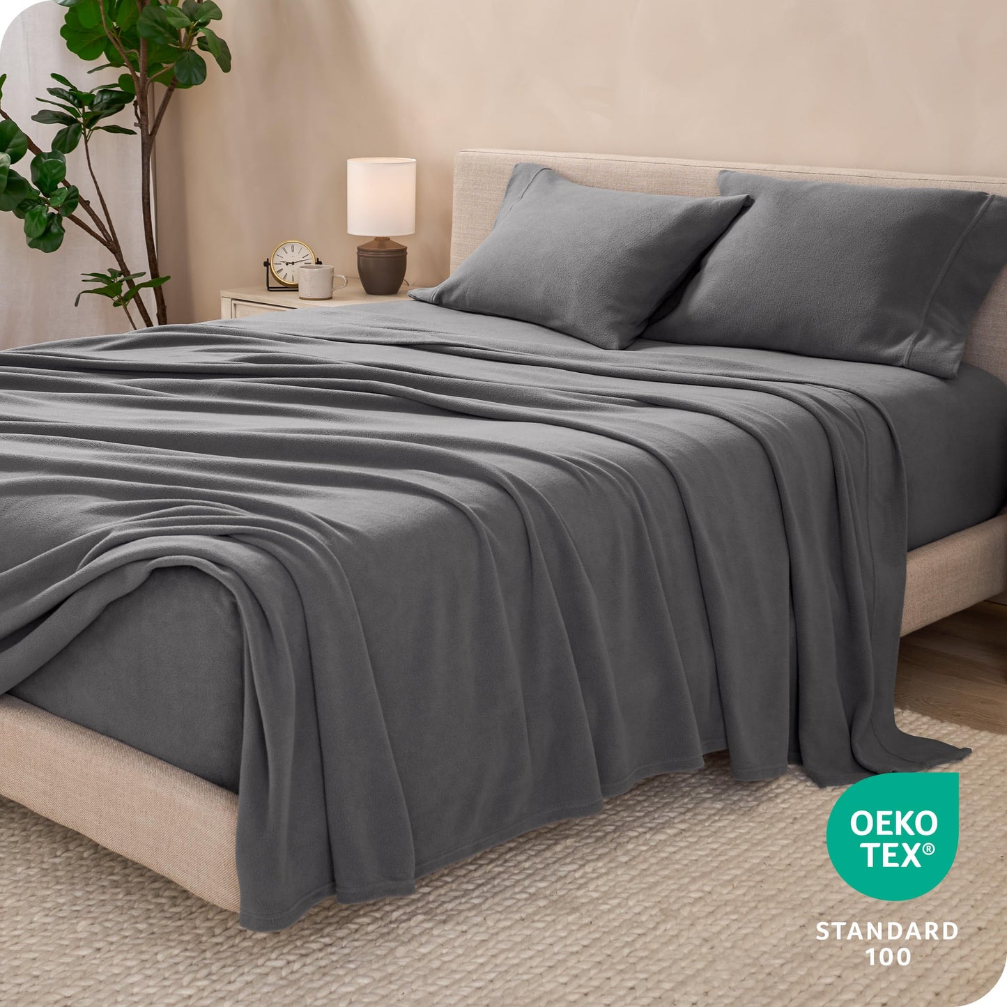 Bare Home Super Soft Fleece Sheet Set - Split Head Flex King Size - Extra Plush Polar Fleece, No-Pilling Bed Sheets - All Season Cozy Warmth