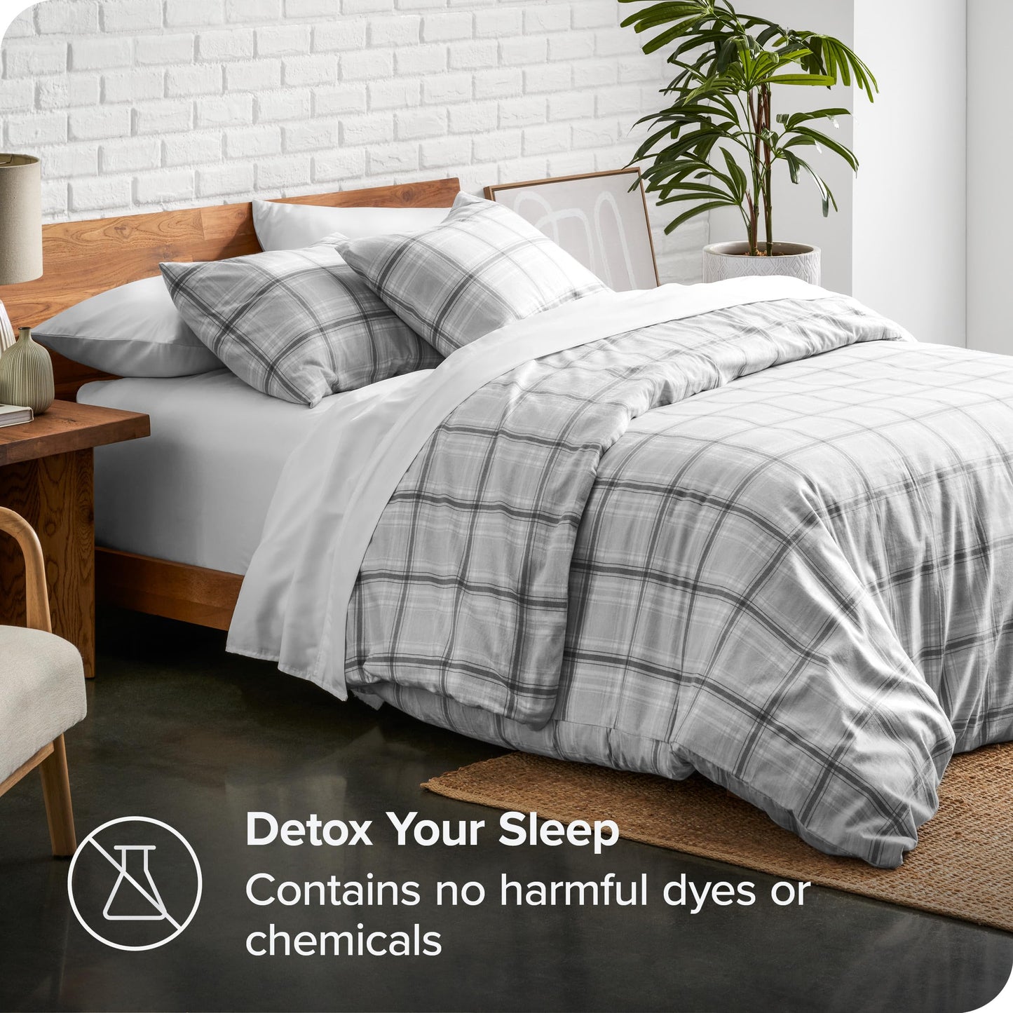 Bare Home Flannel Duvet Cover Set - Full/Queen - 100% Cotton, Velvety Soft Heavyweight Premium Flannel, Double Brushed